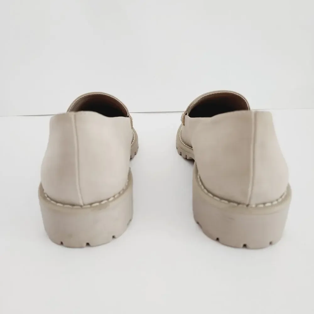 Dolce Vita Cream Beige Faux Leather Platform Lug Sole Loafer Size 9.5